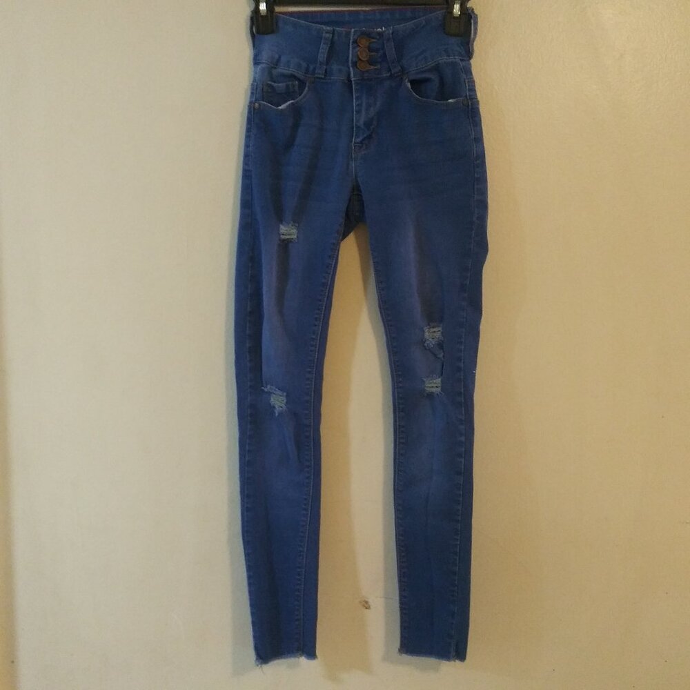Love & Lovely Stylish High-Waisted Distressed Skinny Jeans - Size 3